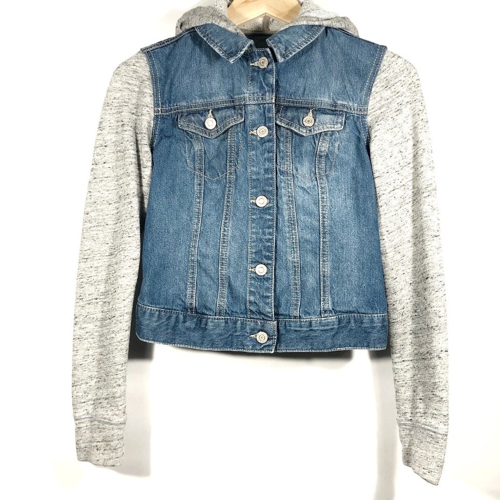 Sz XS MUDD Girls Denim & Sweater Hooded Jacket